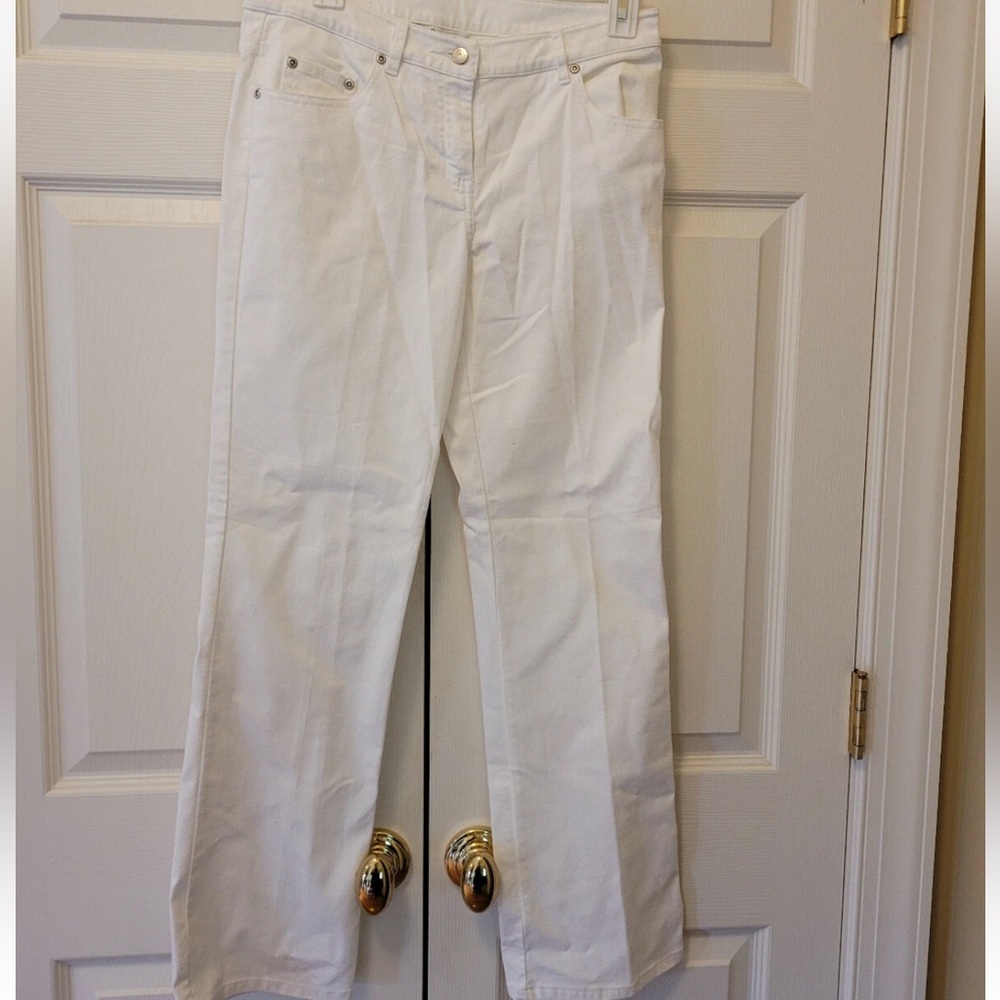 Lilly Pulitzer Jeans Resort White Beaded Palm Tree Ankle Cropped Size 4 - Picture 3 of 7